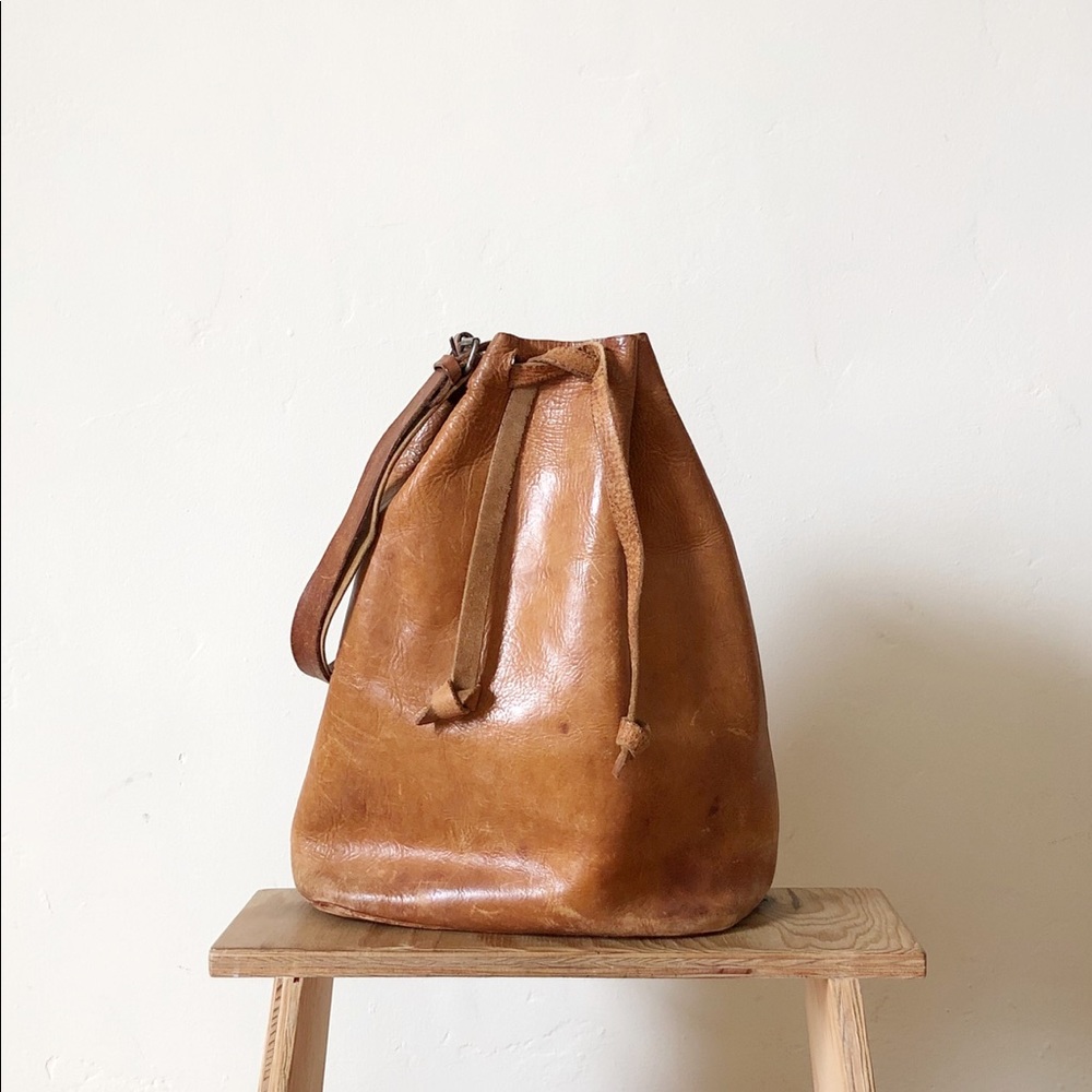 • Reserved • Vintage Leather Bucket Bag